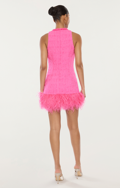 pink feather mini dress Pink Lover Feather Mini Dress