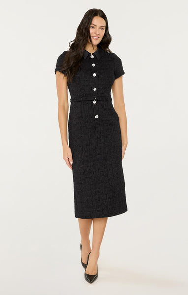 black bardot dress Luisa Midi length Sizing Cilla | Black Bardot-Neck Maxi