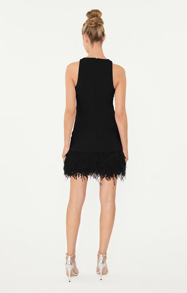 Likely Women's Cami Feather Trim Dress - Black