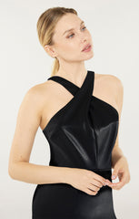 Faux Leather Carolyn Dress