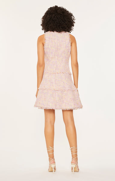 Tweed dress with gem buttons clearance