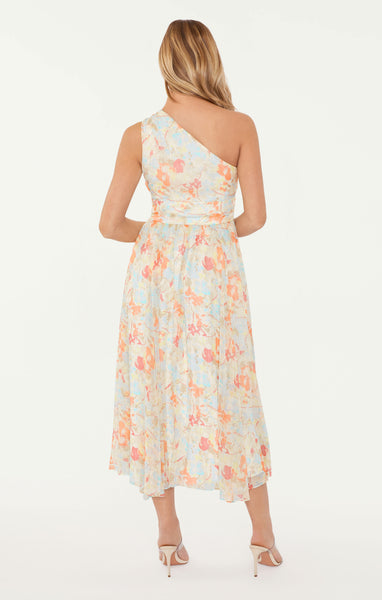 kara one shoulder midi dress Likely Sara Midi Dress, 0 / Grey Multi