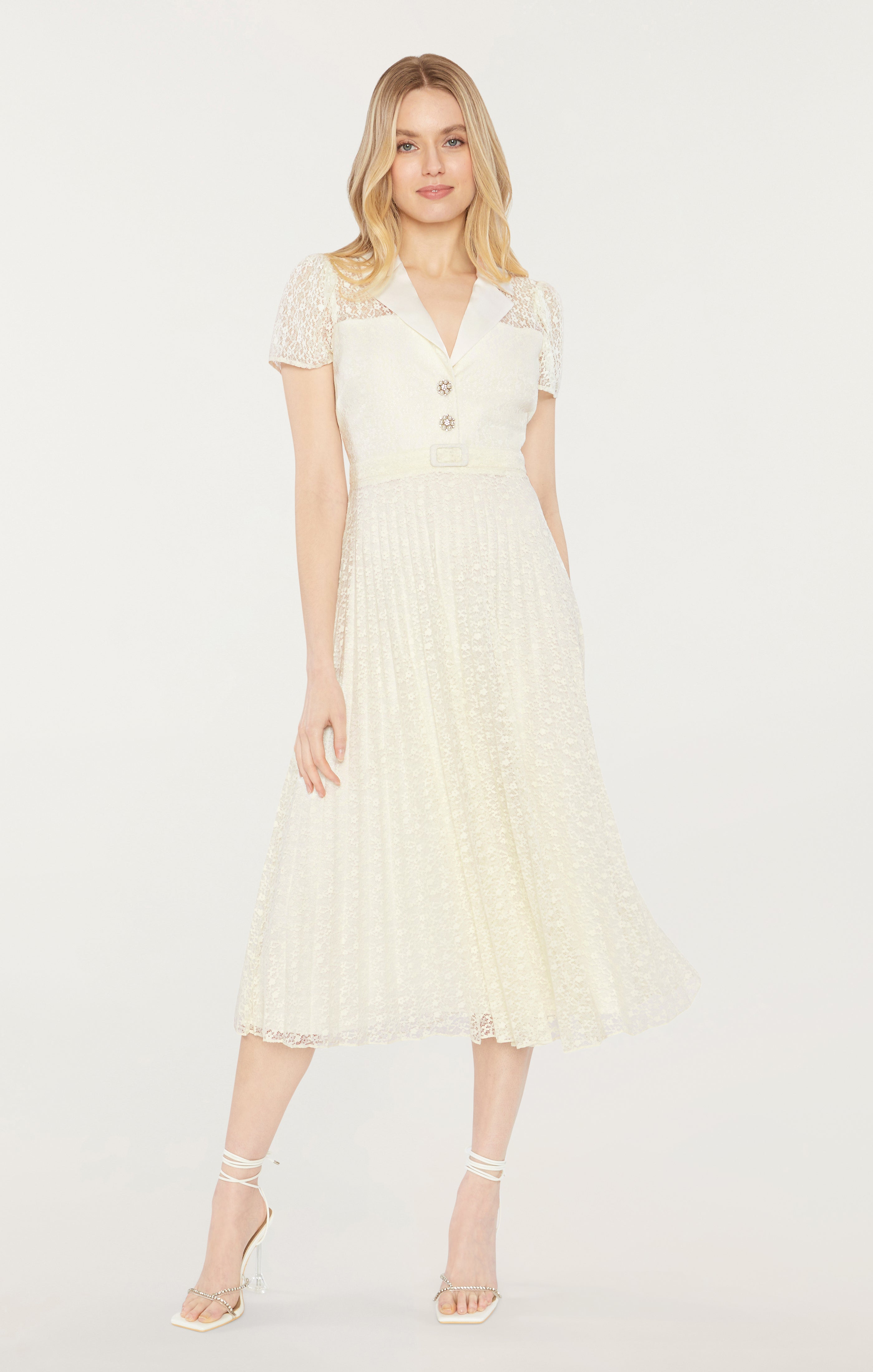 Likely Women's Carena Lace Belted Midi-Dress - White - Size 2 Likely Women's Carena Lace Belted Midi-Dress - White - Size 2