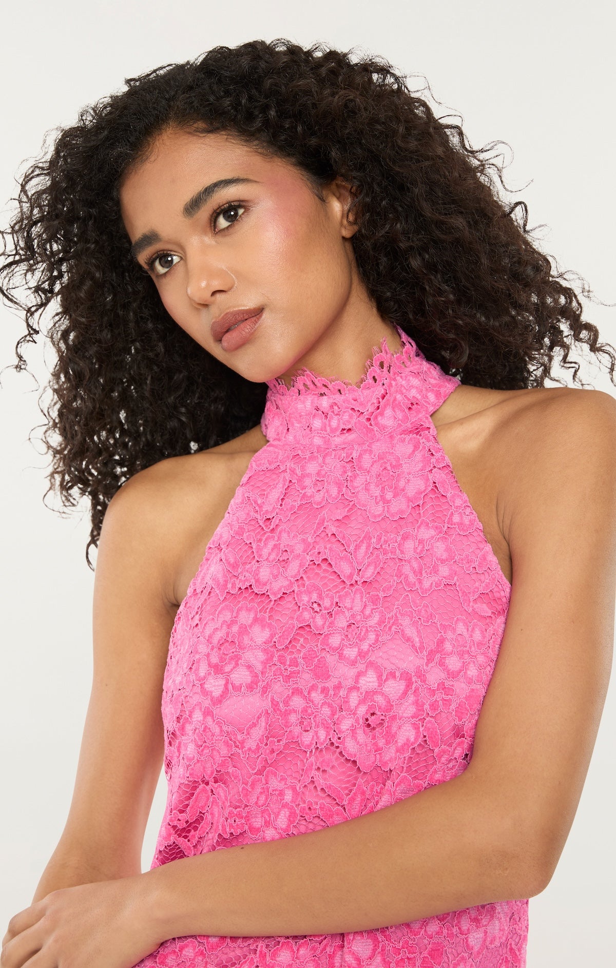 LIKELY Women's Issa Mock Neck Lace Dress - Pink - Size 6 - Pink Sugar LIKELY Women's Issa Mock Neck Lace Dress - Pink - Size 6 - Pink Sugar