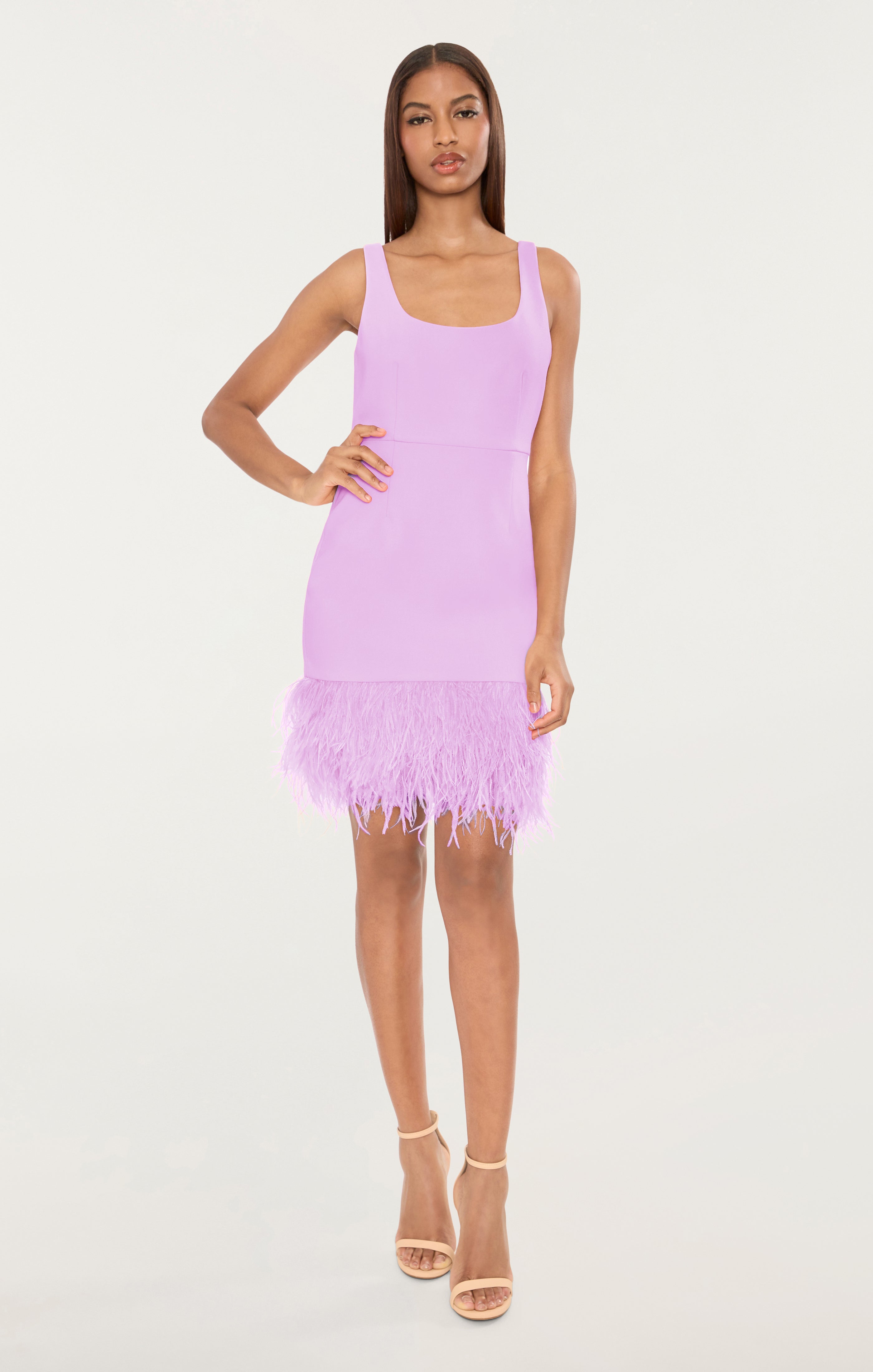 purple feather mini dress Jovani 22913 Beaded Bodice Feather Short Dress