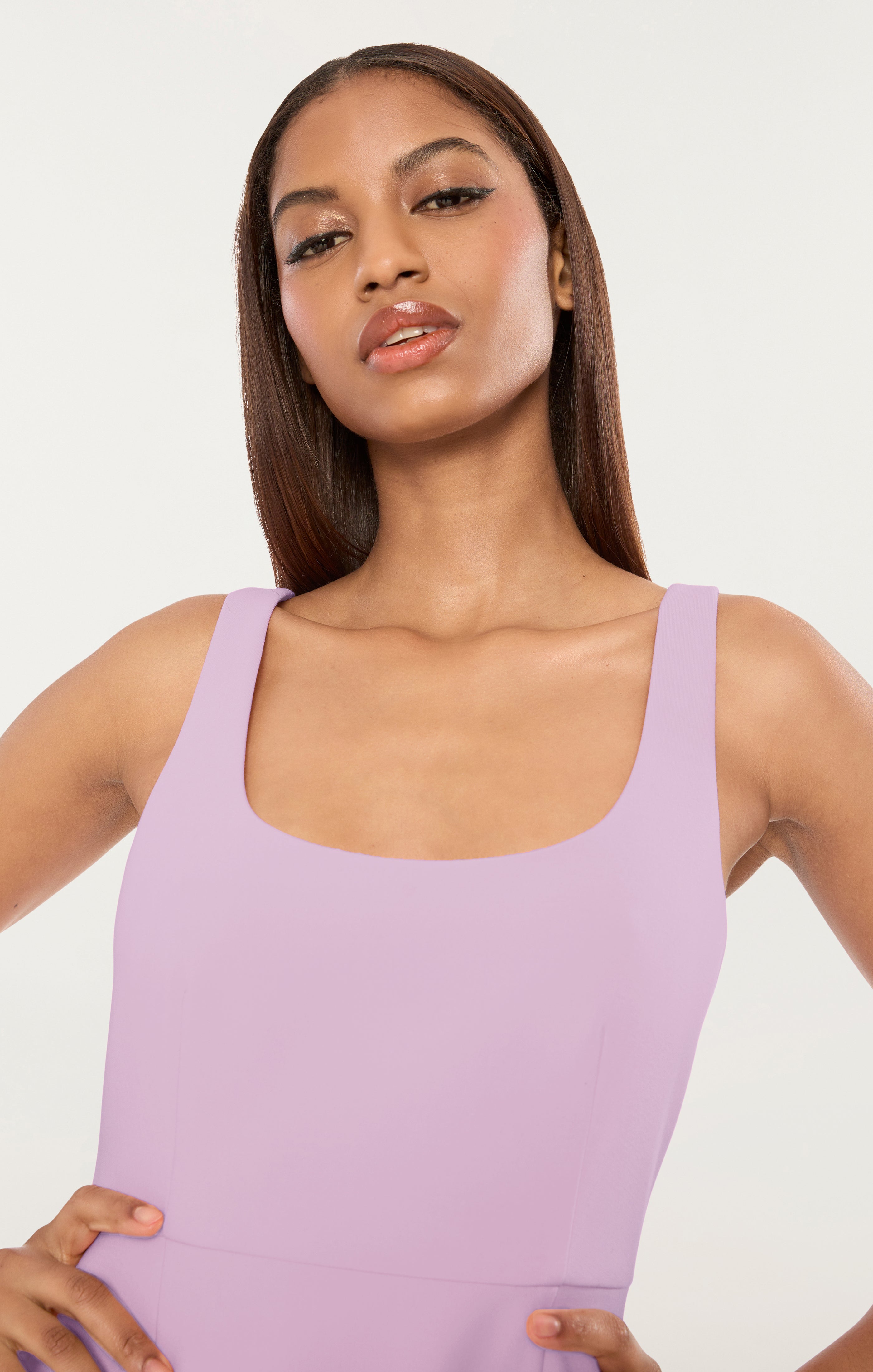 sheer lilac dress Poplin Fit and Flare Faux Wrap Midi Dress Sheer Lilac