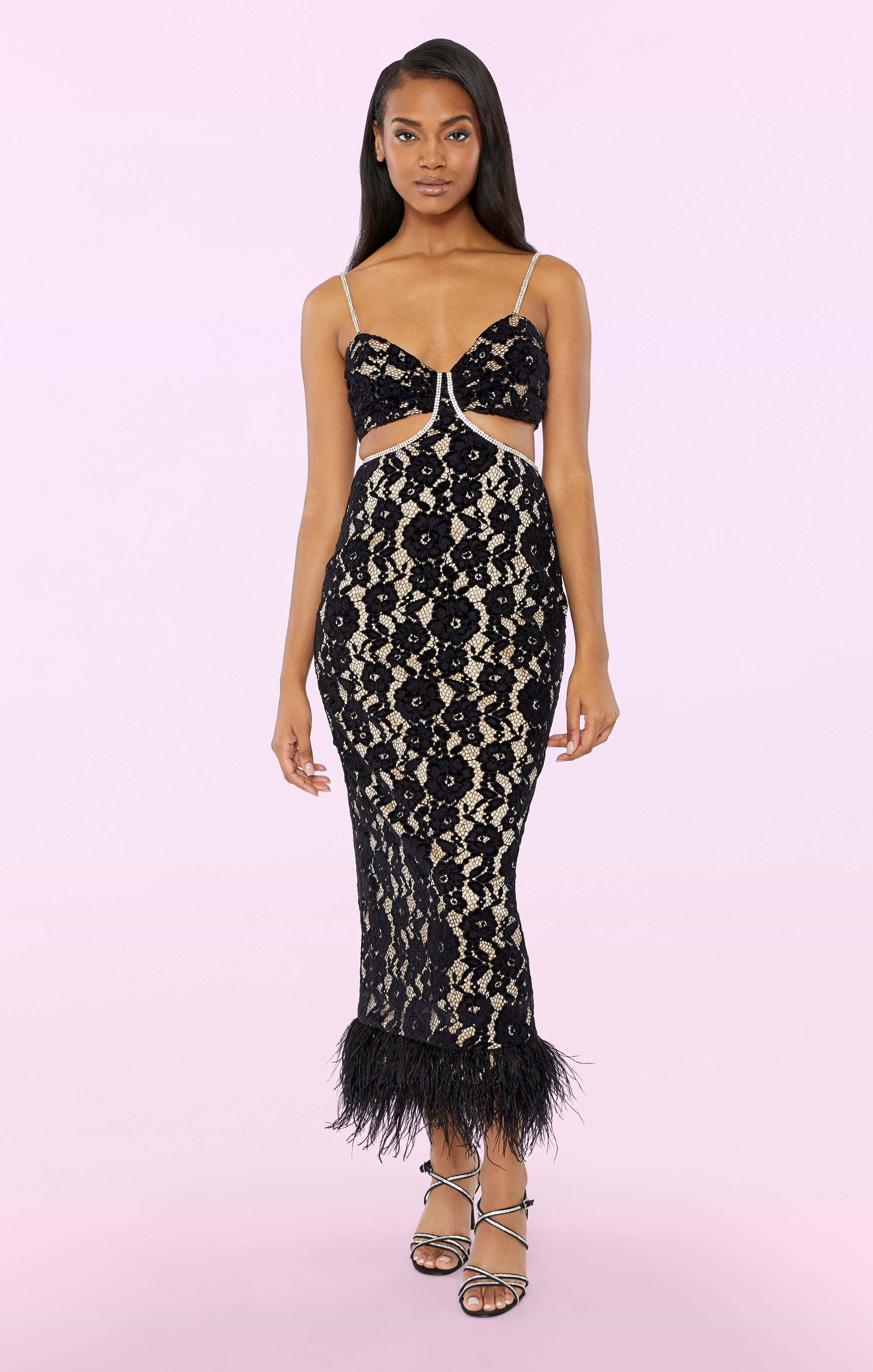 Likely Women's Sarah Lace & Feather Midi-Dress - Black - Size 10 Likely Women's Sarah Lace & Feather Midi-Dress - Black - Size 10