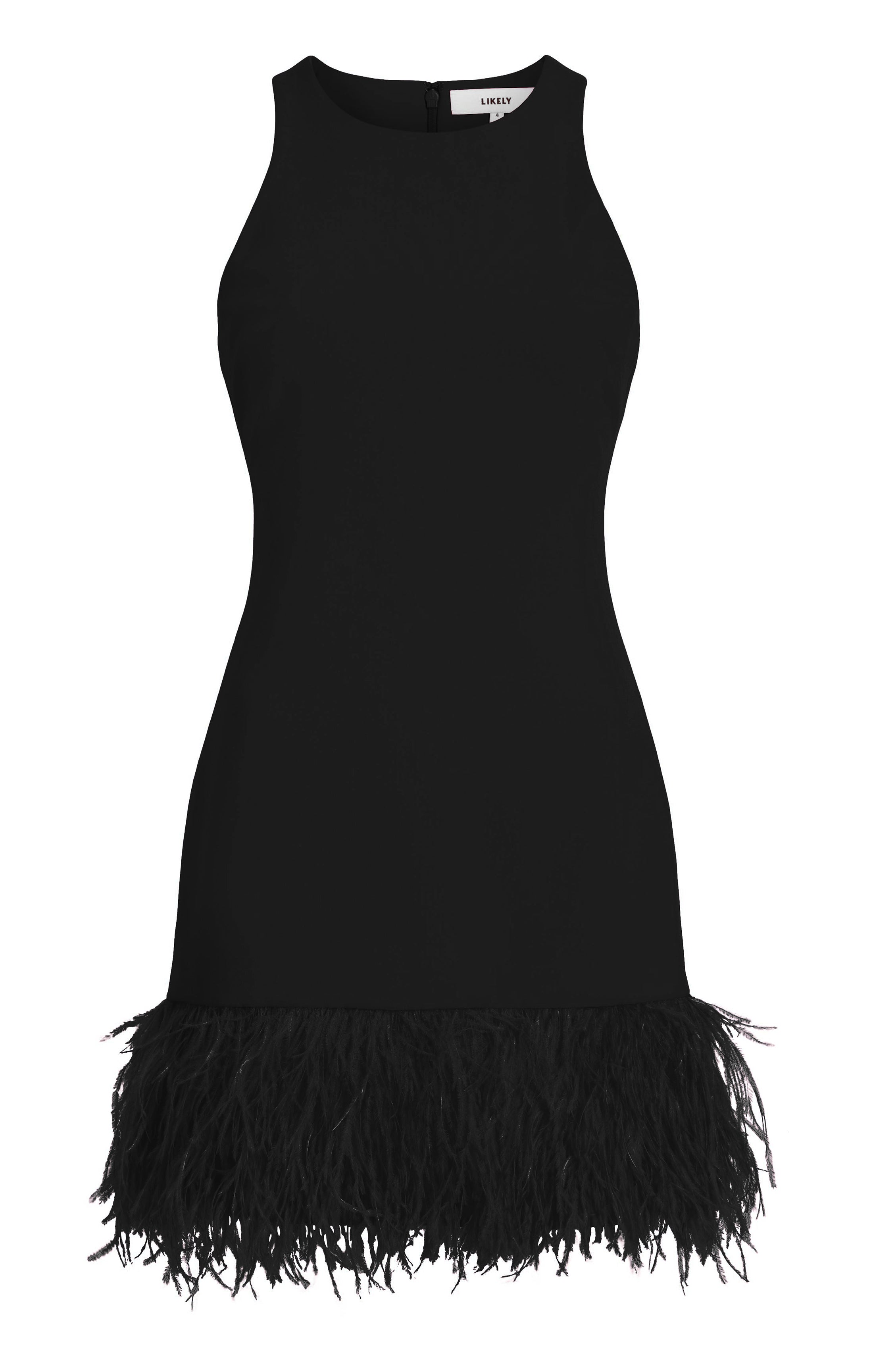 Likely Women's Cami Feather Trim Dress - Black - Size 4 Likely Women's Cami Feather Trim Dress - Black - Size 4