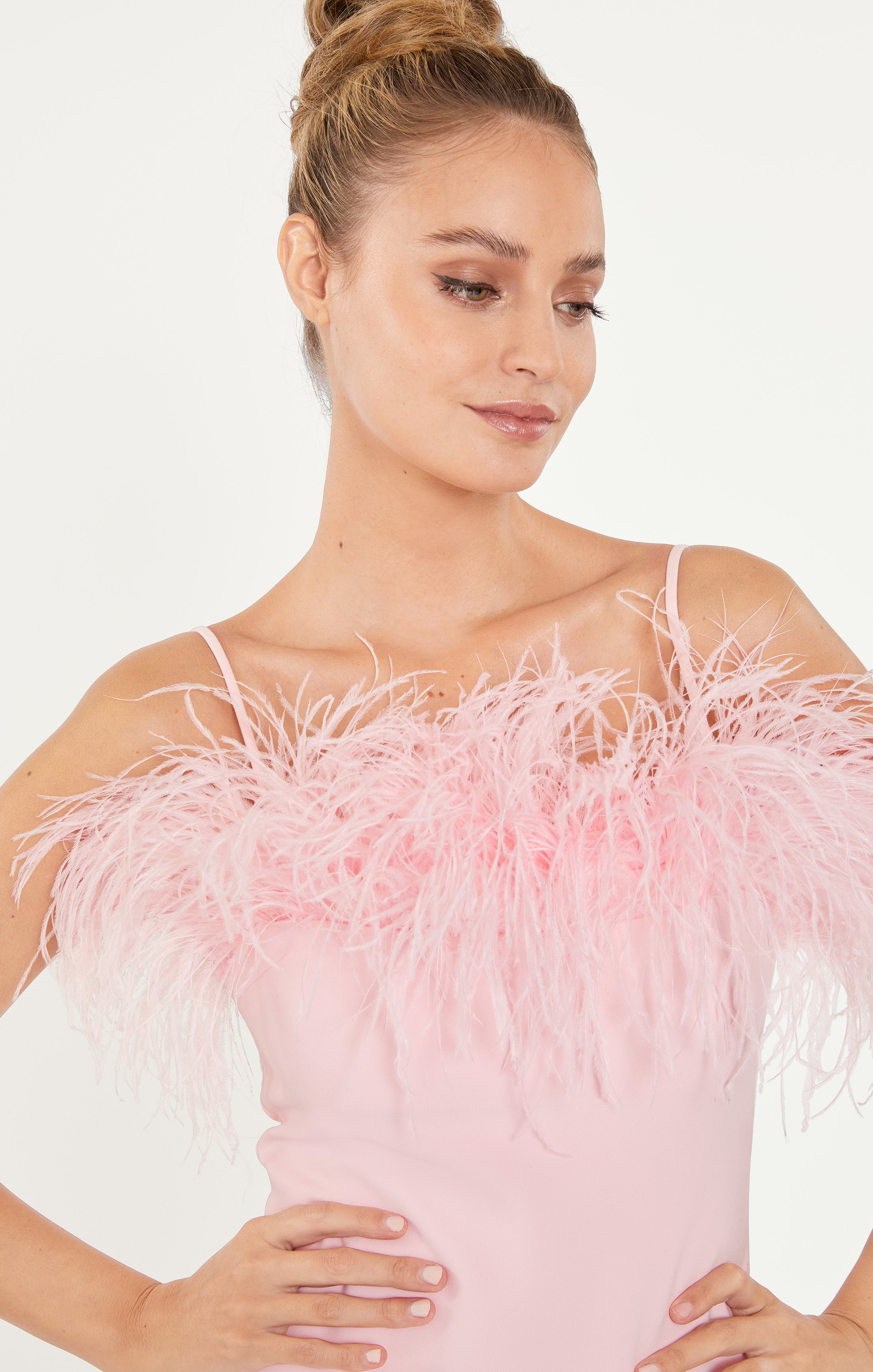 Feather Midi Aurora Dress 00 / Rose Shadow Feather Midi Aurora Dress 00 / Rose Shadow