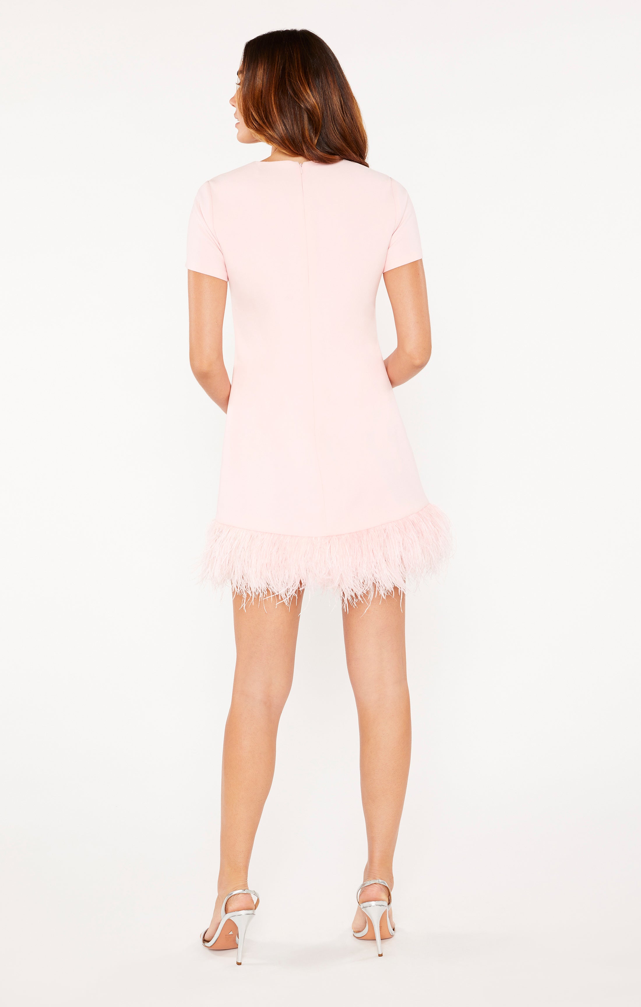 likely pink feather dress Miss Circle Women Perrin Fuchsia Pink Feather Dress High Slit Gown